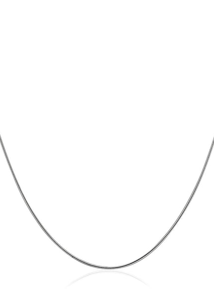 14k White Gold Thin Motif Round Omega Necklace