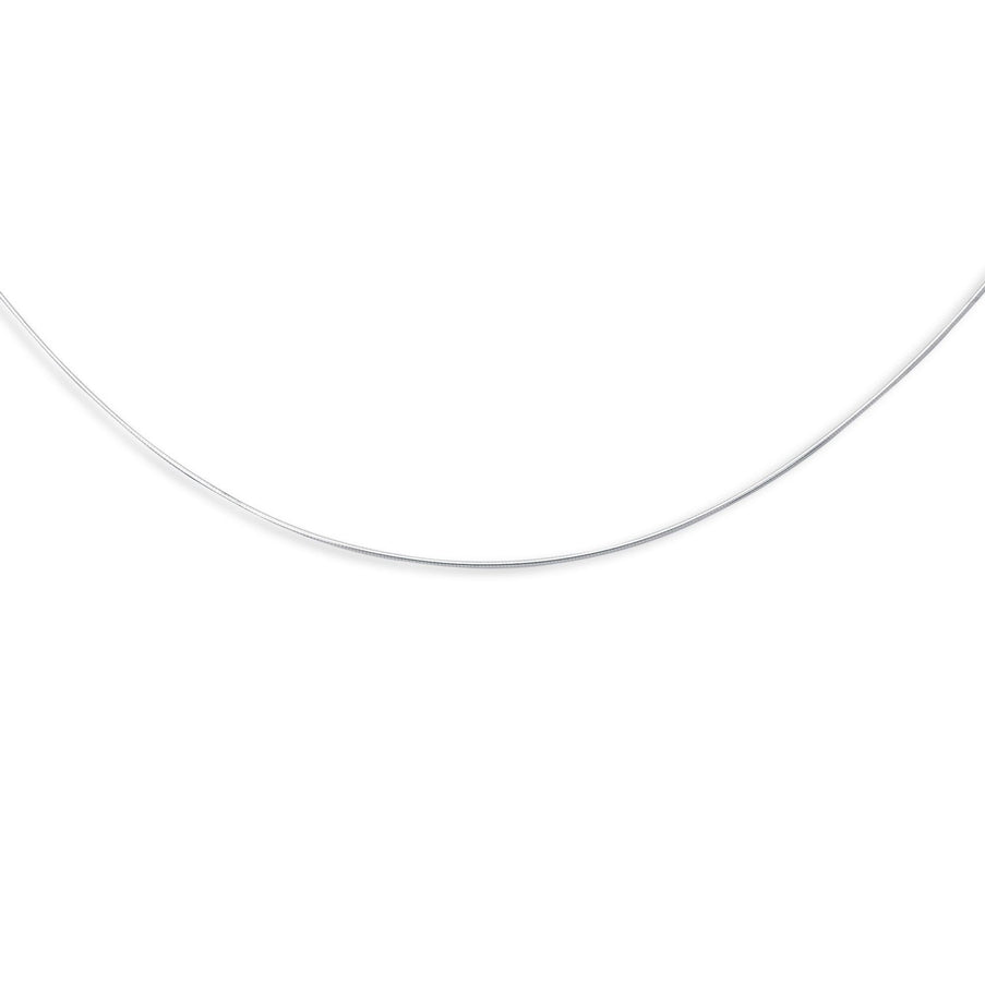 14k White Gold Thin Motif Round Omega Necklace