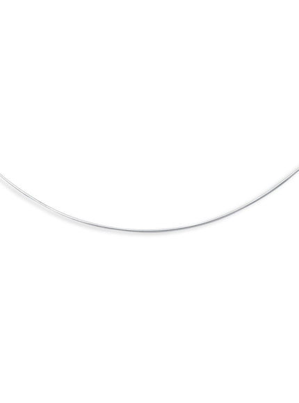 14k White Gold Thin Motif Round Omega Necklace