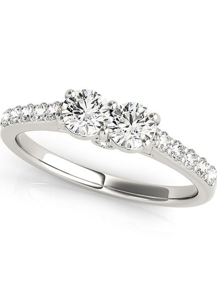 14k White Gold Round Two Stone Diamond Ring (3/4 cttw)