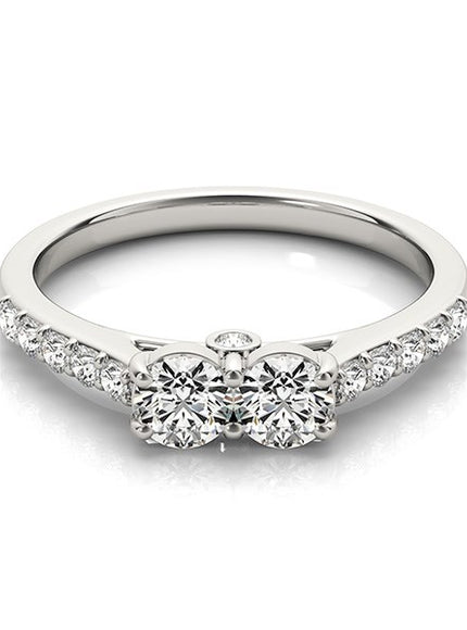14k White Gold Round Two Stone Diamond Ring (3/4 cttw)