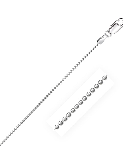 14k White Gold Diamond-Cut Bead Chain 1.2mm