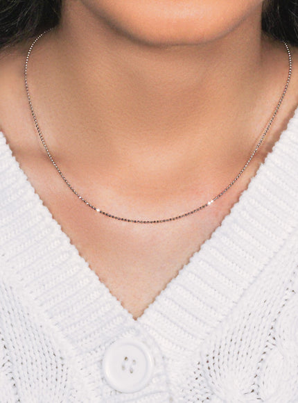 14k White Gold Diamond-Cut Bead Chain 1.2mm