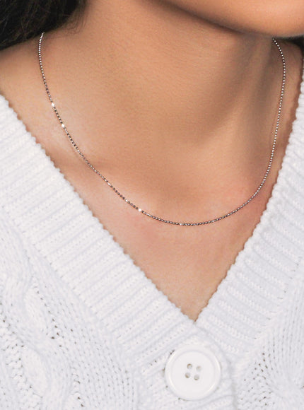 14k White Gold Diamond-Cut Bead Chain 1.2mm
