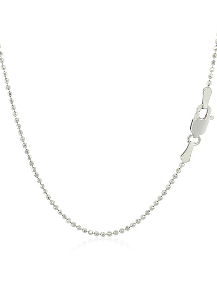 14k White Gold Diamond-Cut Bead Chain 1.2mm