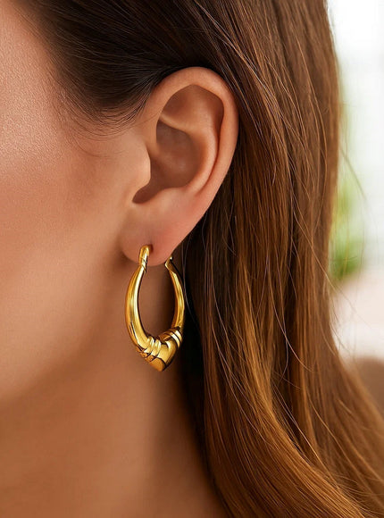 Large Heart Hoop Earrings in 14K Yellow Gold