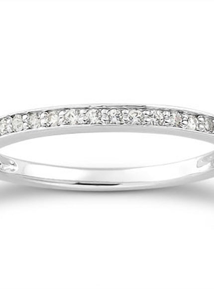 14k White Gold Micro-pave Diamond Wedding Ring Band Set 3/4 Around