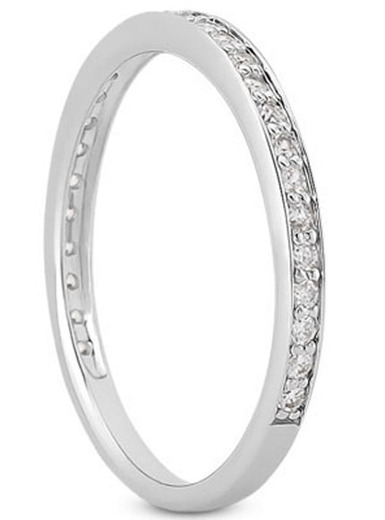 14k White Gold Micro-pave Diamond Wedding Ring Band Set 3/4 Around