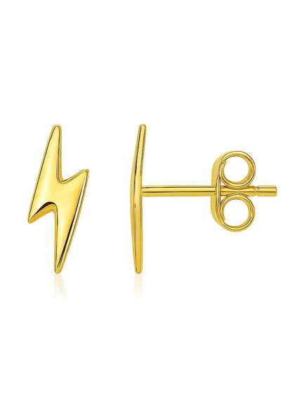 14k Yellow Gold Post Earrings with Lightning Bolts