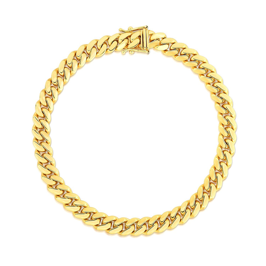 7.0mm 10k Yellow Gold Classic Miami Cuban Solid Bracelet