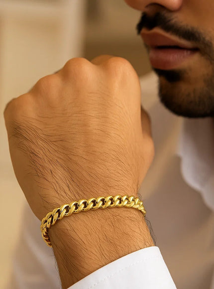 7.0mm 10k Yellow Gold Classic Miami Cuban Solid Bracelet