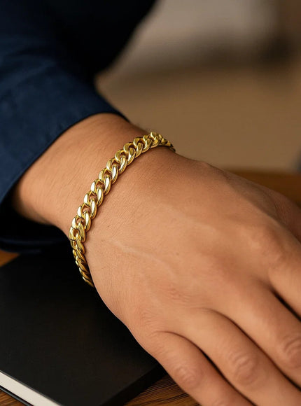 7.0mm 10k Yellow Gold Classic Miami Cuban Solid Bracelet