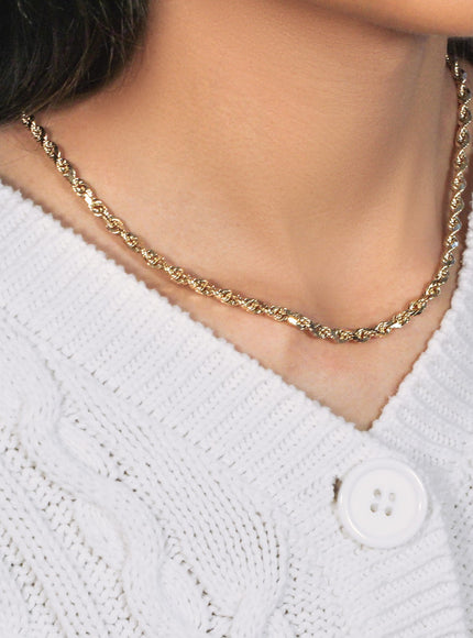 5.0mm 10k Yellow Gold Solid Diamond Cut Rope Chain