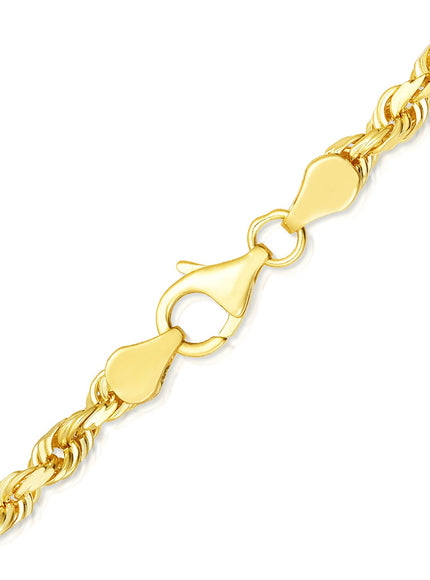 5.0mm 10k Yellow Gold Solid Diamond Cut Rope Chain