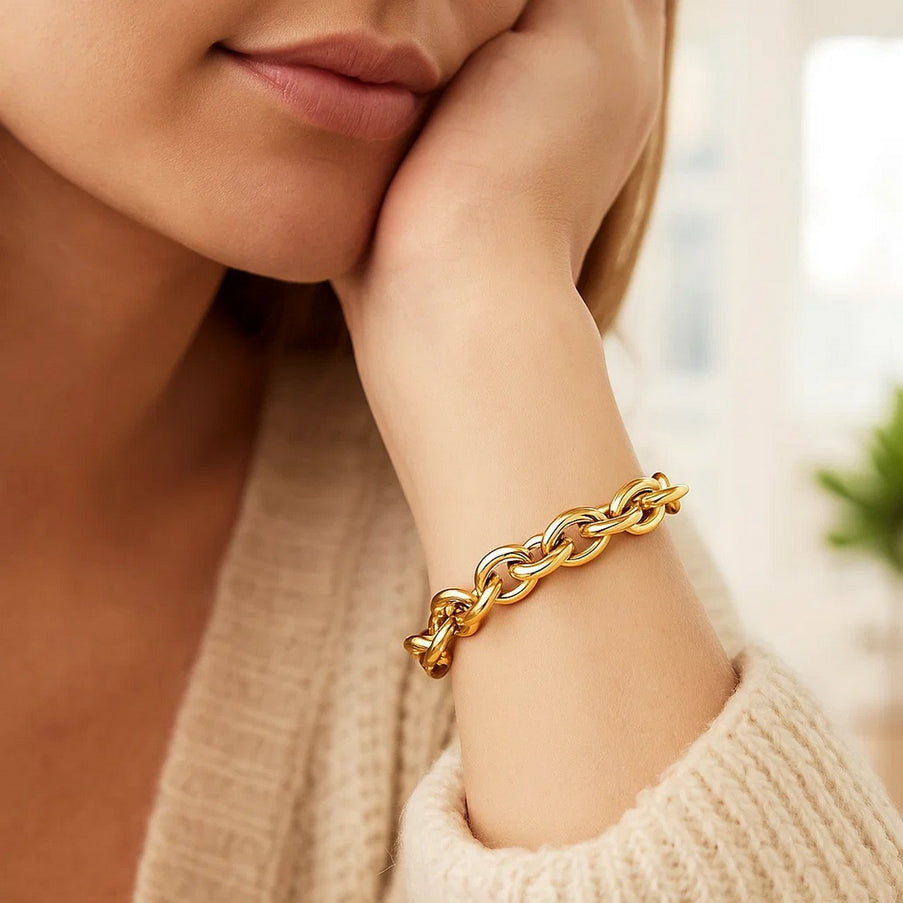 14k Yellow Gold Polished Cable Motif Bracelet