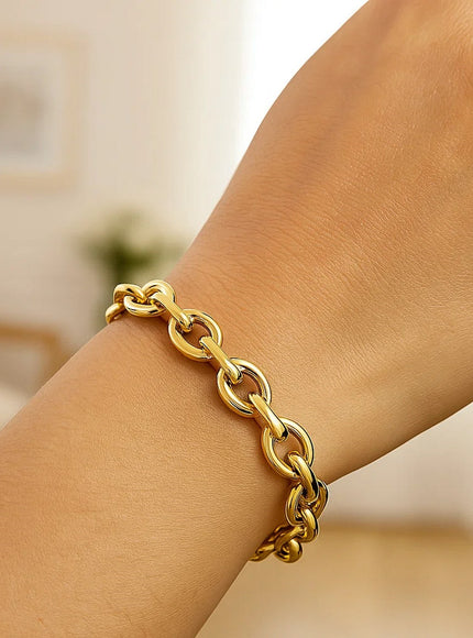 14k Yellow Gold Polished Cable Motif Bracelet