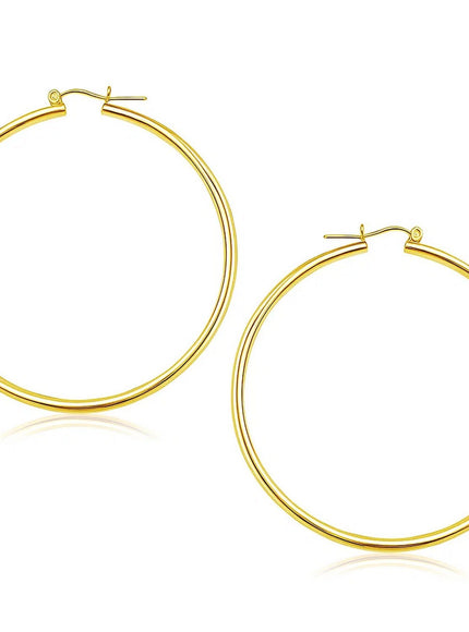 14k Yellow Gold Polished Hoop Earrings (55 mm)