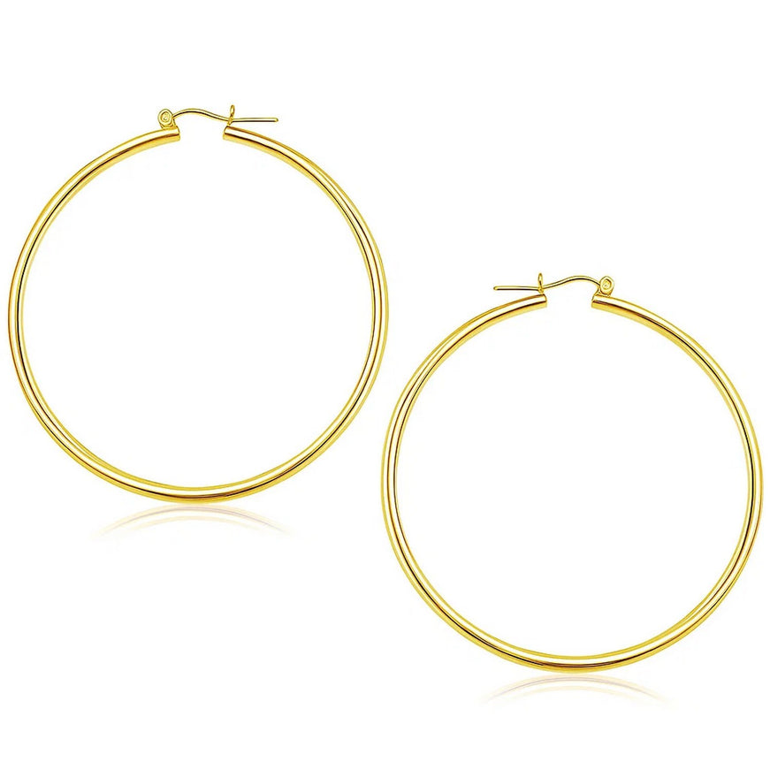 14k Yellow Gold Polished Hoop Earrings (55 mm)