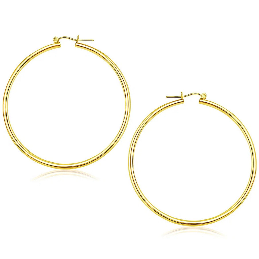 14k Yellow Gold Polished Hoop Earrings (55 mm)