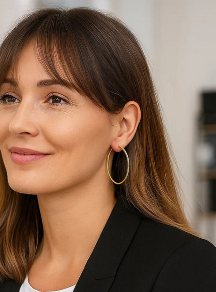 14k Yellow Gold Polished Hoop Earrings (55 mm)