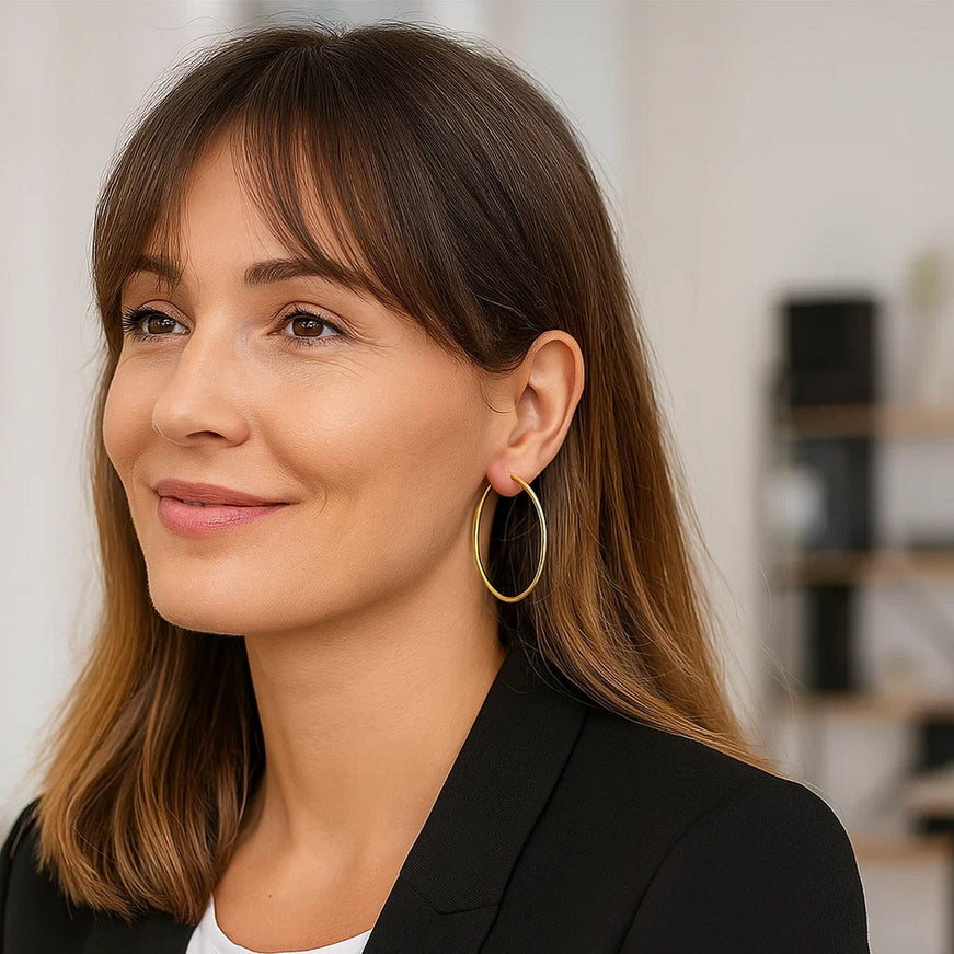 14k Yellow Gold Polished Hoop Earrings (55 mm)