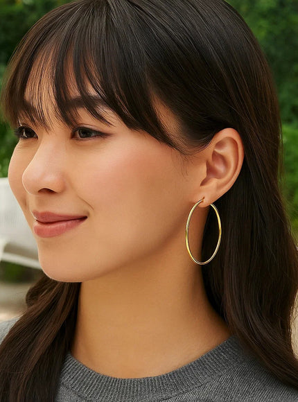 14k Yellow Gold Polished Hoop Earrings (55 mm)