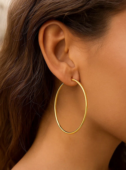 14k Yellow Gold Polished Hoop Earrings (55 mm)