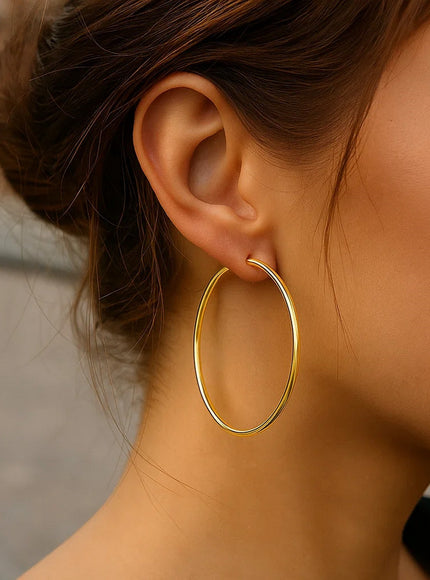 14k Yellow Gold Polished Hoop Earrings (55 mm)
