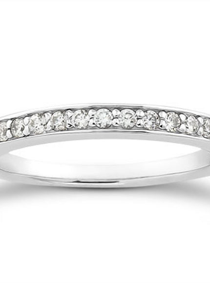 14k White Gold Pave Diamond Wedding Ring Band Set 1/2 Around