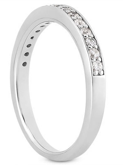 14k White Gold Pave Diamond Wedding Ring Band Set 1/2 Around