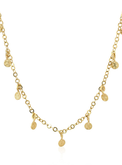 Choker Necklace with Hammered Beads in 14k Yellow Gold