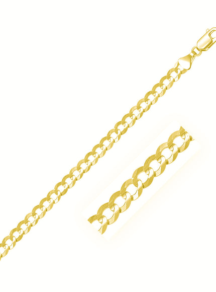 5.7mm 14k Yellow Gold Solid Curb Chain