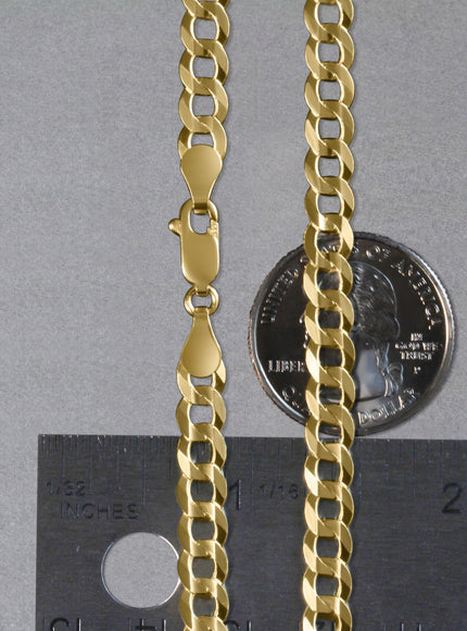 5.7mm 14k Yellow Gold Solid Curb Chain