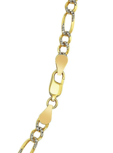 4.0mm 14K Yellow Gold Solid Pave Figaro Chain