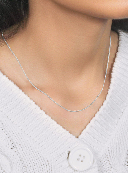 14k White Gold Round Wheat Chain 1.0mm