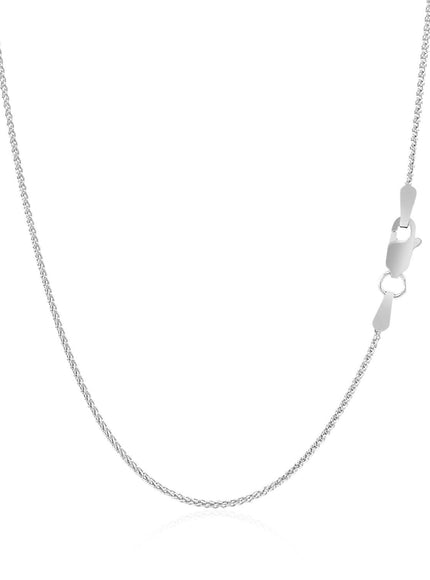 14k White Gold Round Wheat Chain 1.0mm