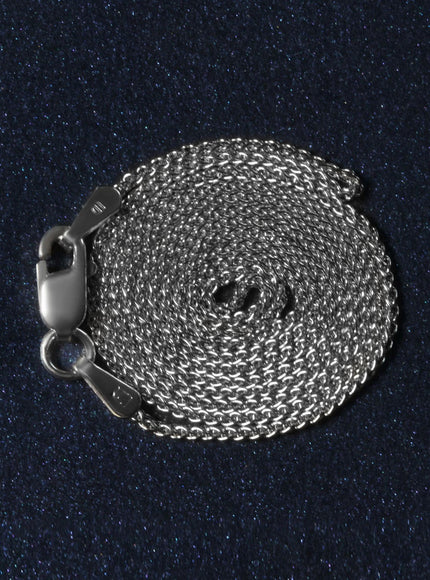 14k White Gold Round Wheat Chain 1.0mm