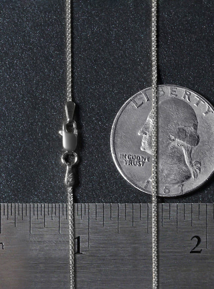 14k White Gold Round Wheat Chain 1.0mm