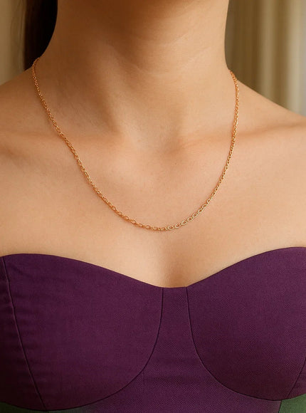 14k Rose Gold Oval Cable Link Chain 0.97mm