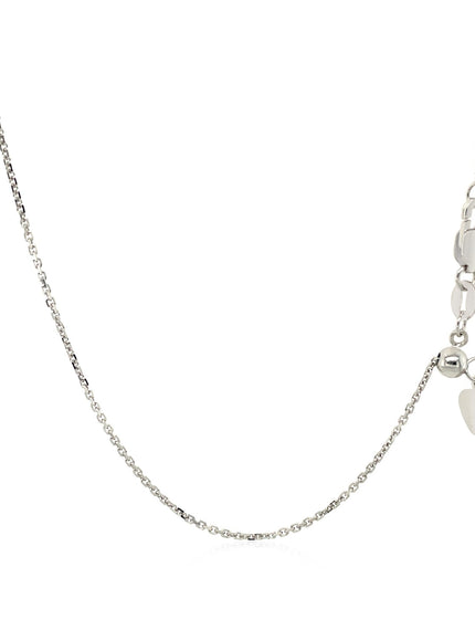 10k White Gold Adjustable Cable Chain 0.9mm