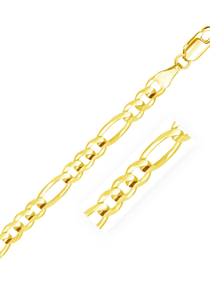 6.0mm 14k Yellow Gold Solid Figaro Bracelet