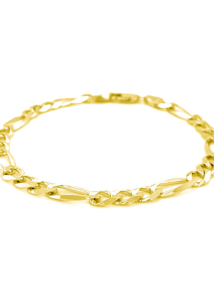 6.0mm 14k Yellow Gold Solid Figaro Bracelet