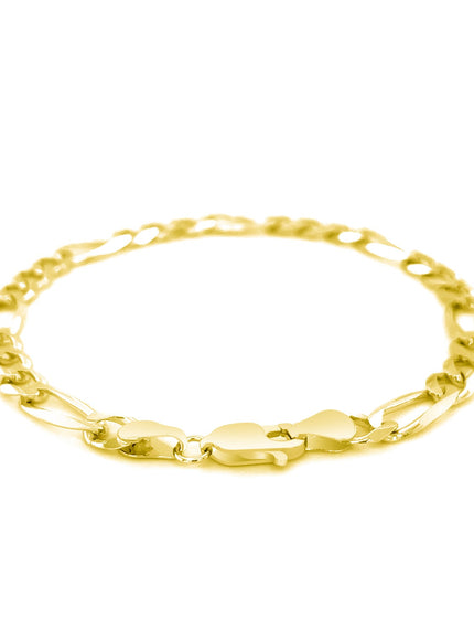 6.0mm 14k Yellow Gold Solid Figaro Bracelet