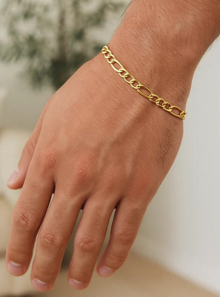 6.0mm 14k Yellow Gold Solid Figaro Bracelet