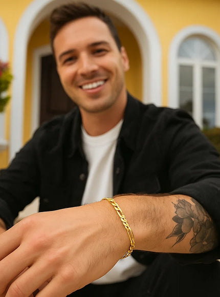 6.0mm 14k Yellow Gold Solid Figaro Bracelet