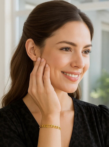 6.0mm 14k Yellow Gold Solid Figaro Bracelet