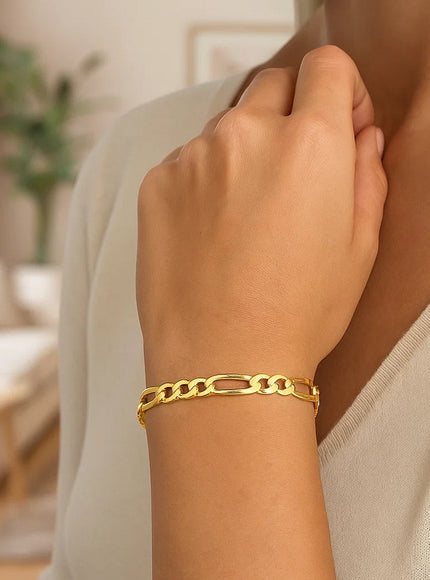 6.0mm 14k Yellow Gold Solid Figaro Bracelet