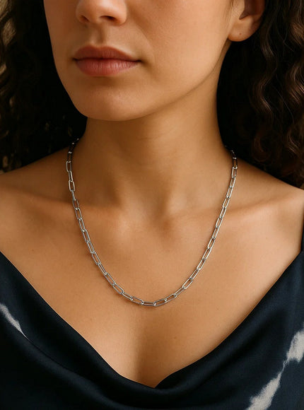 14K White Gold Paperclip Chain (2.5mm)