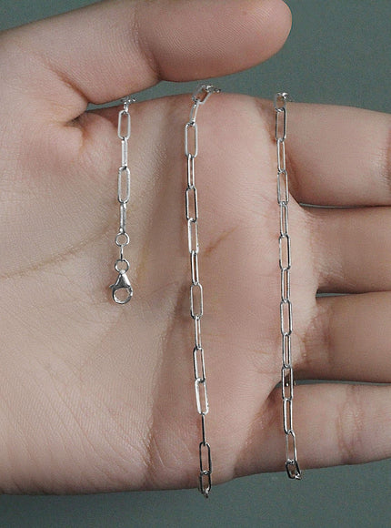 14K White Gold Paperclip Chain (2.5mm)