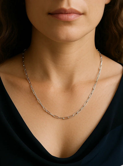 14K White Gold Paperclip Chain (2.5mm)